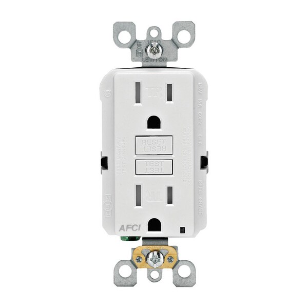 Leviton Straight Blade Receptacle, 5-15R, 15 A, 125V AC, 2 Pole, 3 Wire, Self-Grounded R02-AFTR1-0KW - main
